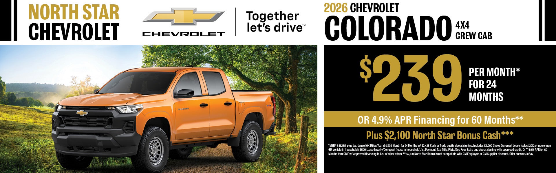 2026 Chevrolet Colorado 4X4 Crew Cab Lease Offer