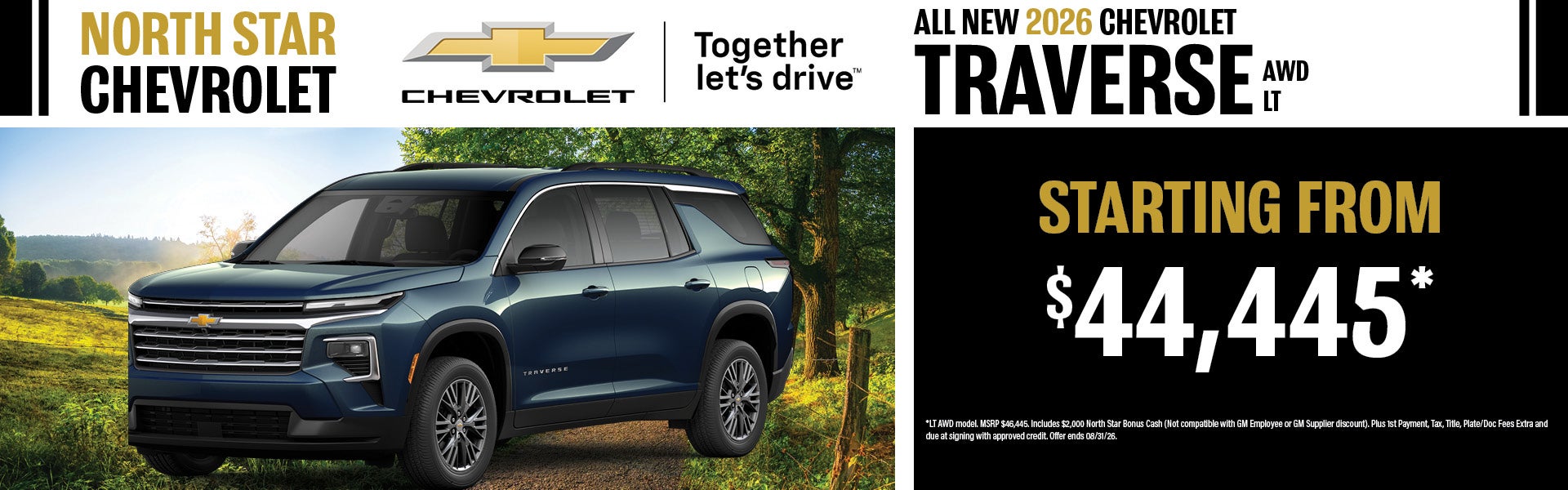 2026 Chevrolet Traverse AWD LT Lease Offer